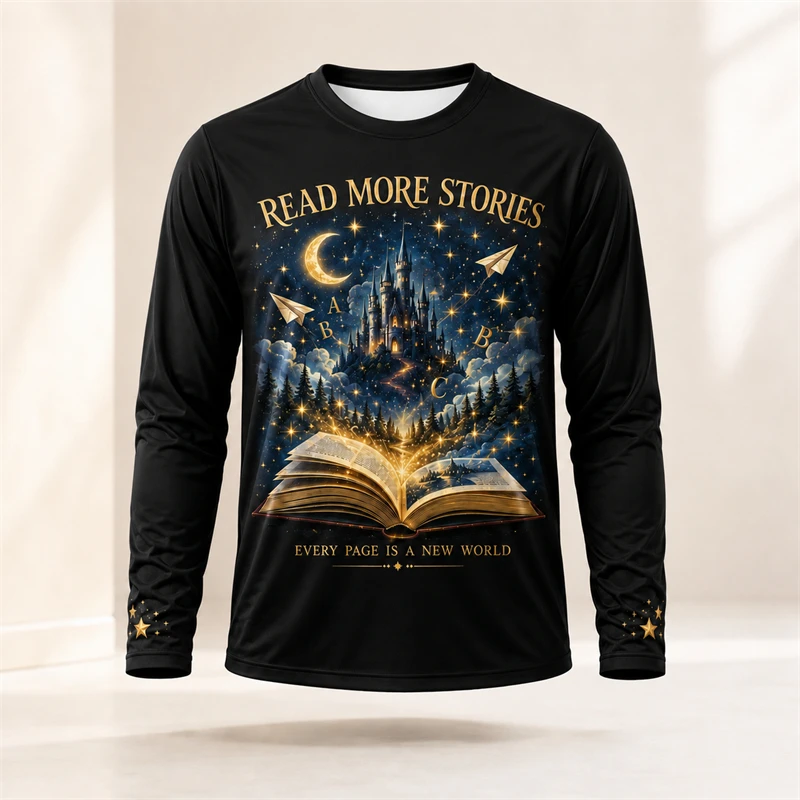 Tee Graphic Print - Kaos Lengan Panjang dengan Motif Buku