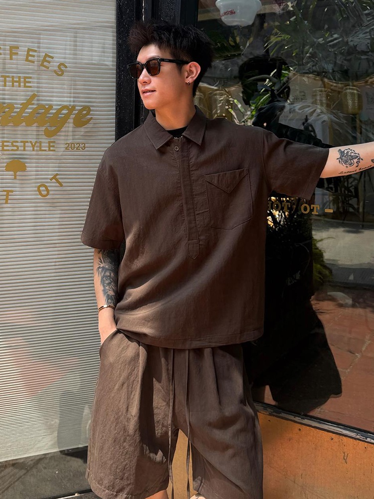 Linen Shirt Breathable - Setelan Kemeja dan Celana Pendek Linen