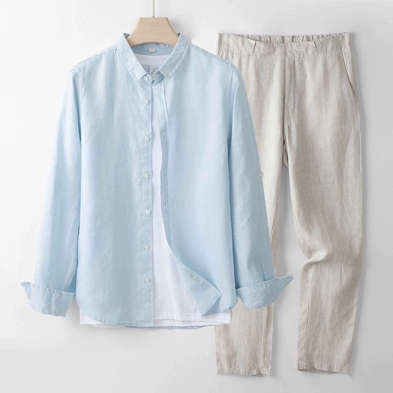 Linen Shirt Breathable - Kemeja Pria Lengan Panjang Katun Linen