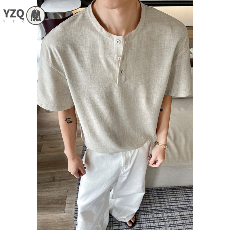 Kaos Lengan Pendek Pria dengan - Linen Shirt Breathable ulasan dan harga