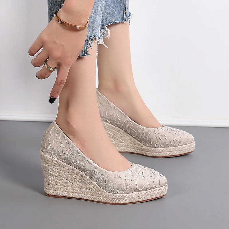 Sepatu Wedge Platform Motif Bu - Espadrille Slip On ulasan dan harga