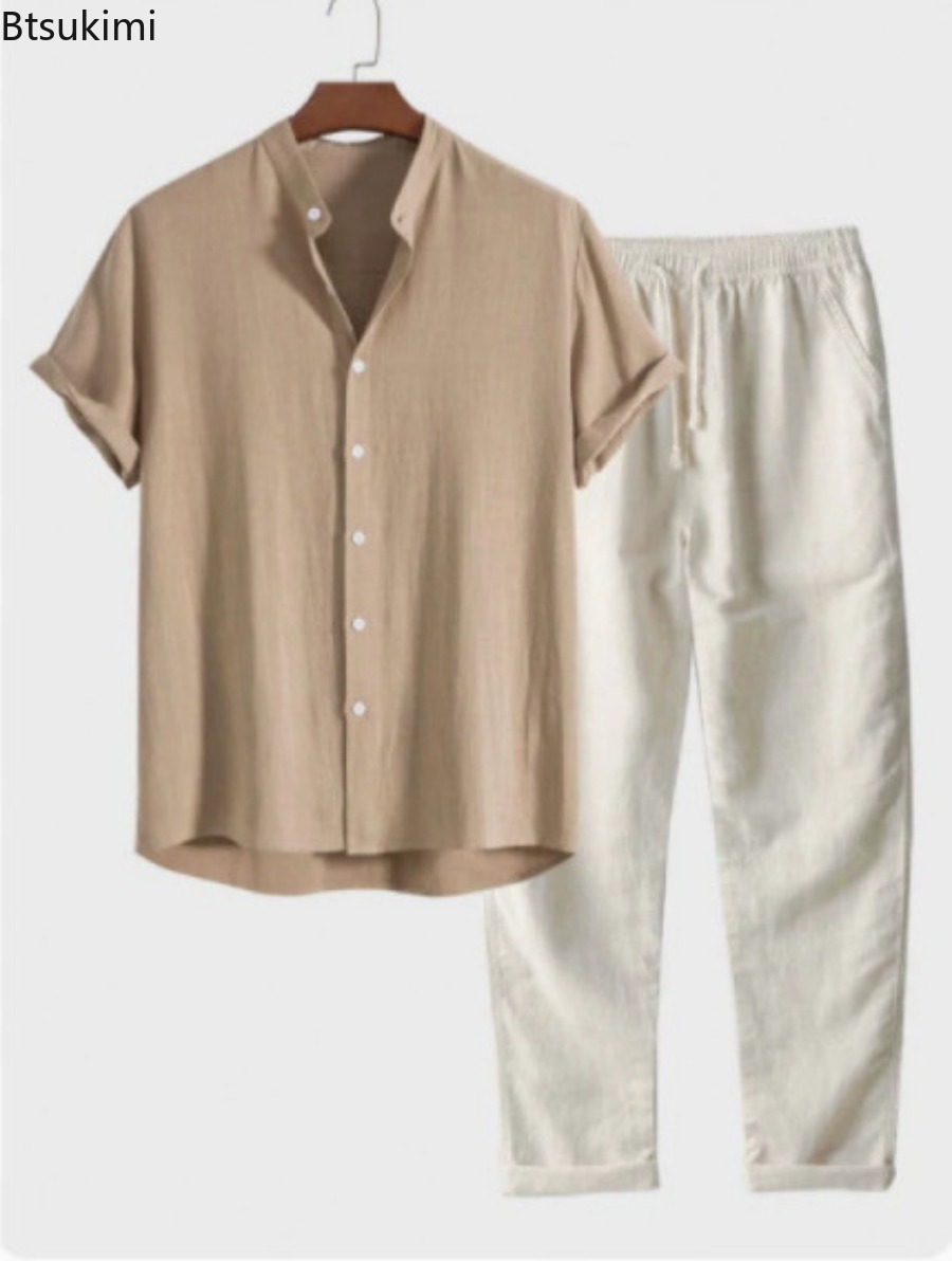 Setelan Pantai Pria 2026, Dua  - Linen Shirt Breathable ulasan dan harga