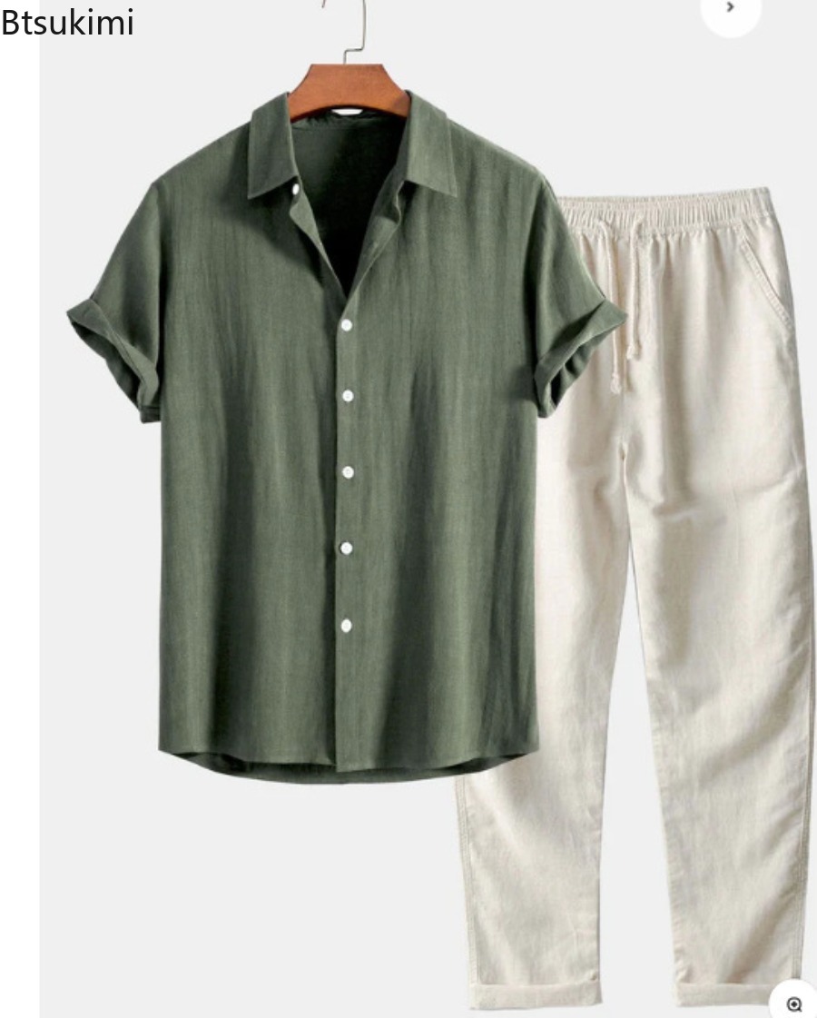 Setelan Pantai Pria 2026, Dua  - Linen Shirt Breathable ulasan dan harga